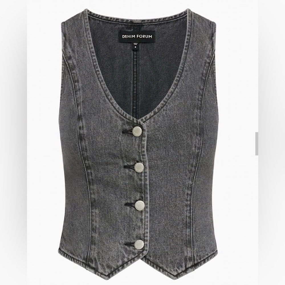 NWT Denim Forum The '90s Mia Denim Vest - Ozone Black - XS